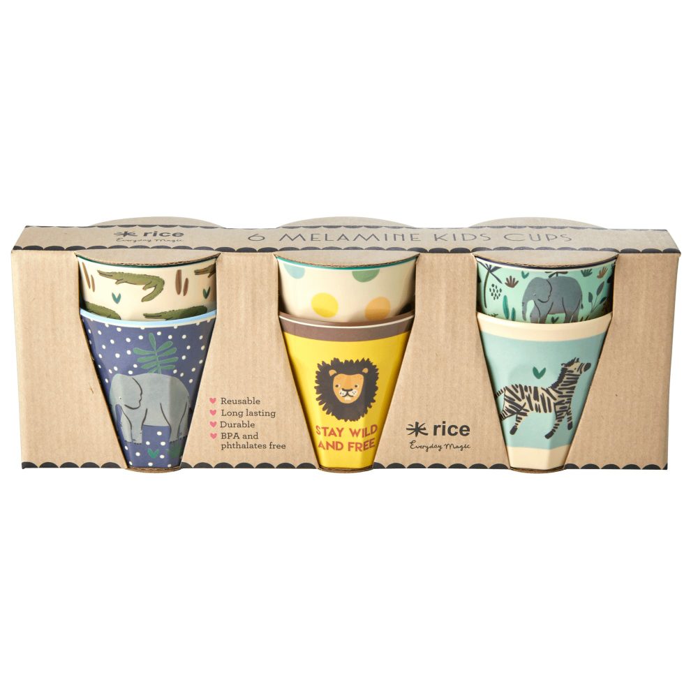 Rice barnkopp Jungle animals 6-pack, Blå-multi