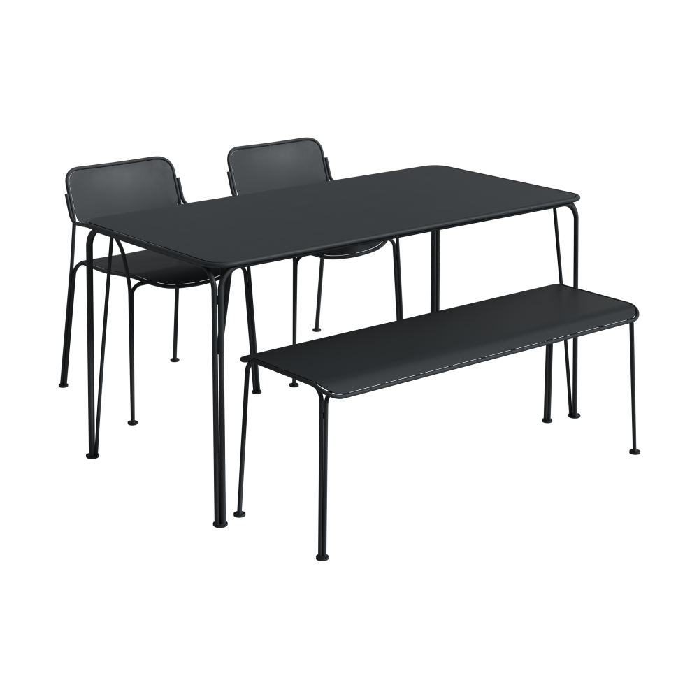Libelle bord 140 + 2 stolar + bänk, graphite grey