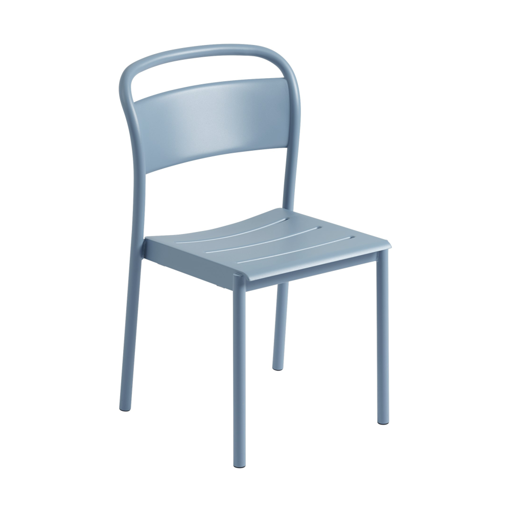 Linear steel side chair stol, Pale blue