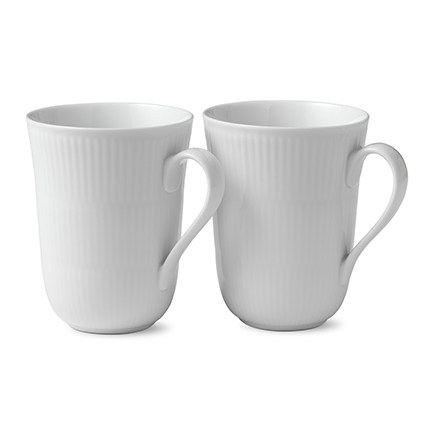 White Fluted mugg 2-pack, 33 cl