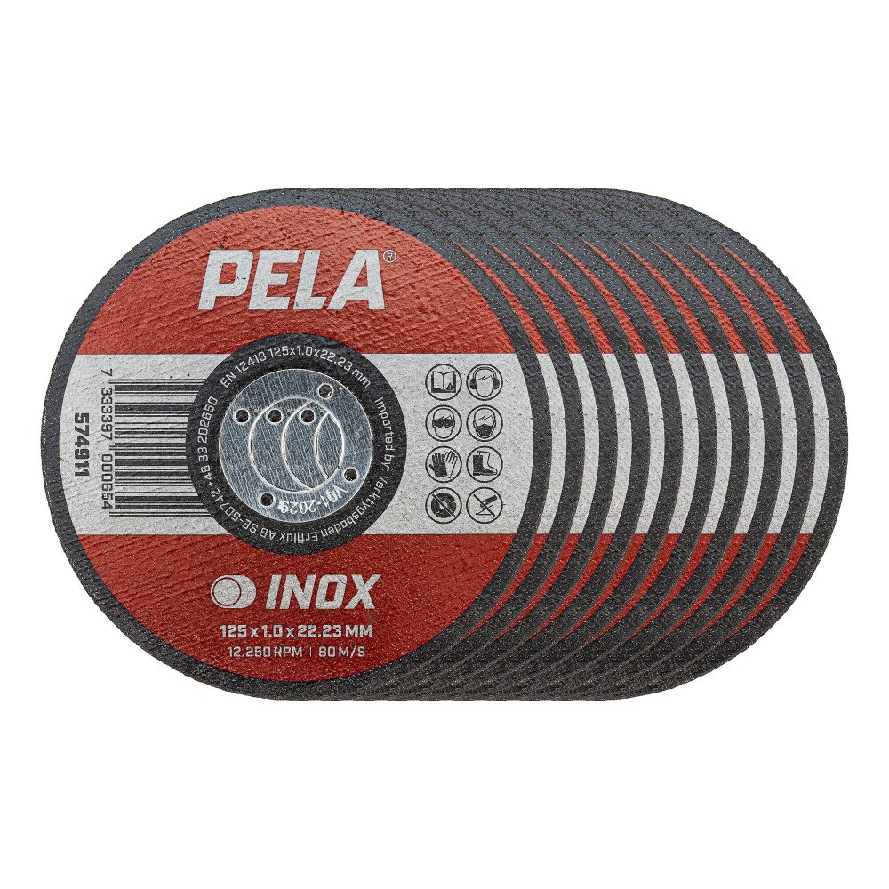 Kjøp PELA Kapskiver for INOX 125x1,0 mm – 10-pakning for vinkelsliper