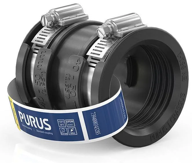Purus 3032543 Gumminippel svart, med slangklämmor