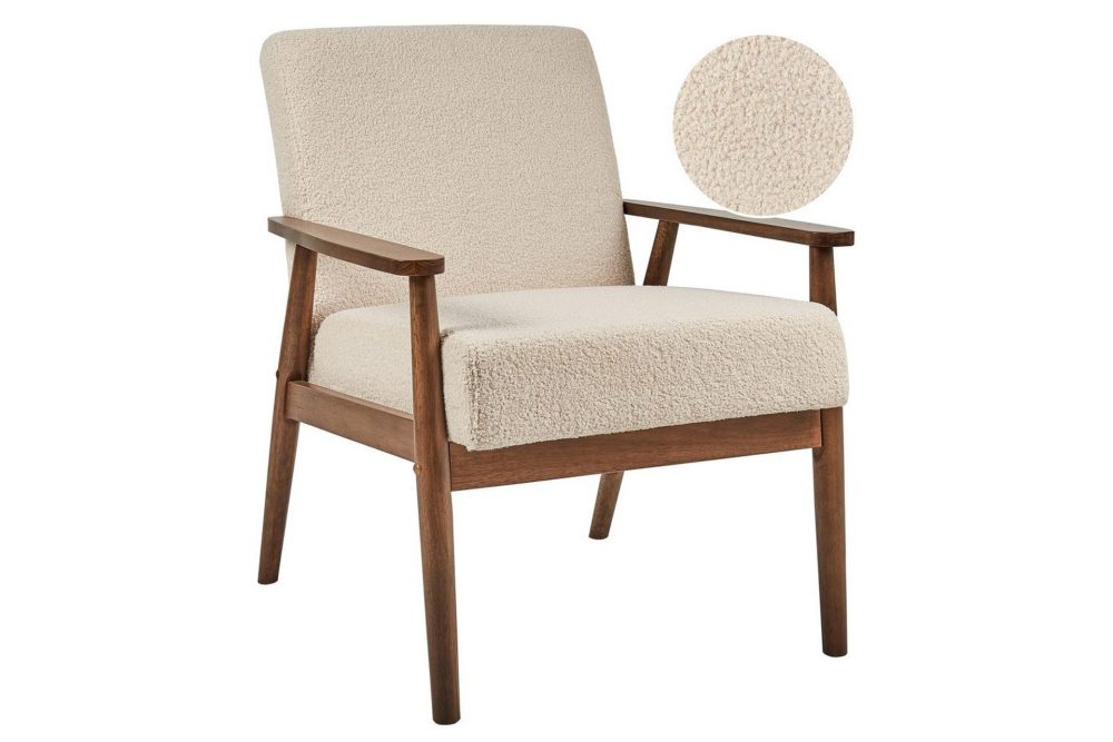 Fåtölj Esrum Beige/mörkt trä, Bouclé