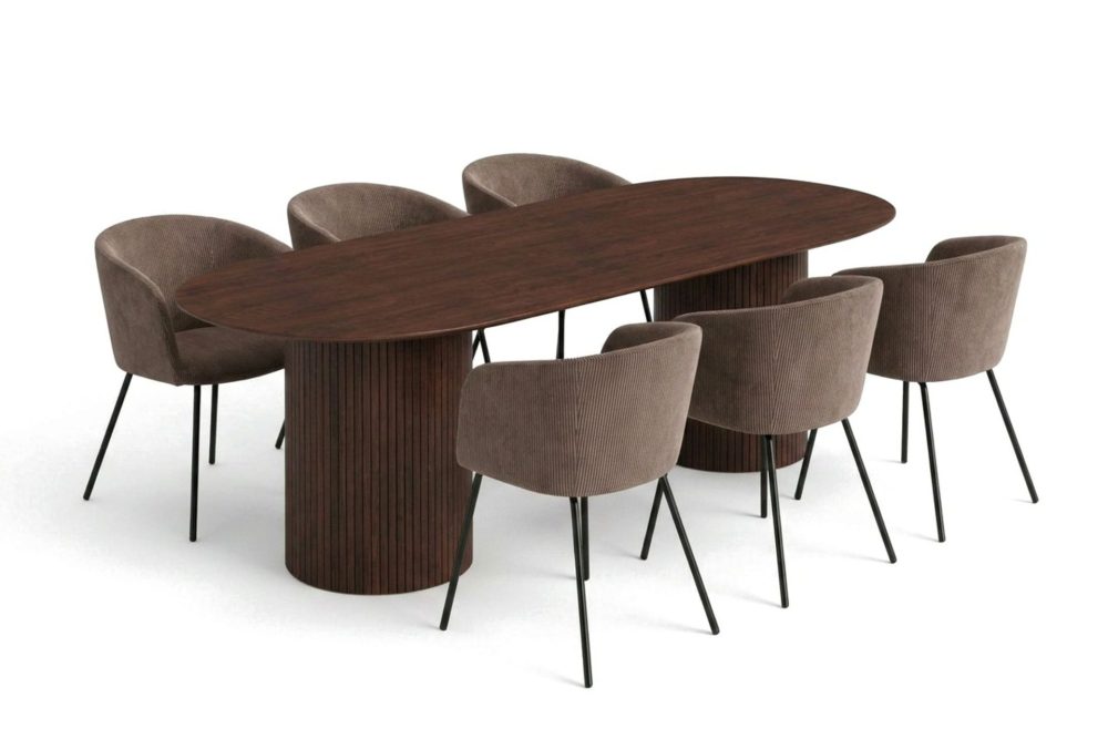 Kopparbo Matgrupp oval 220 cm Valnöt med 6 Berit Matstolar