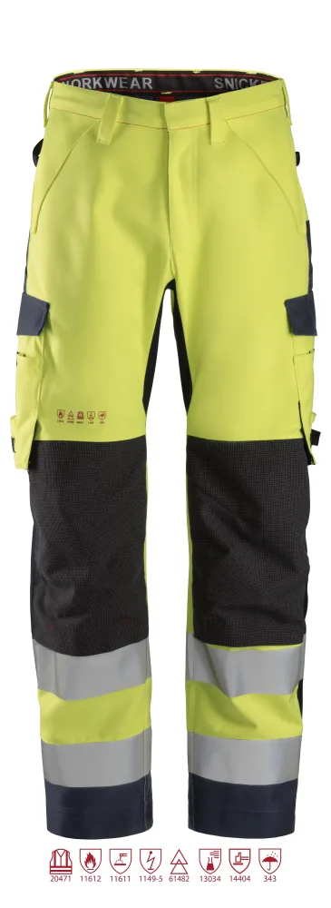 Snickers Workwear 6563 ProtecWork Skalbyxa varsel, gul/marinblå 58