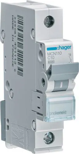 Hager MCN132 Dvärgbrytare 1-pol, 6kA, C-karakteristik 32A
