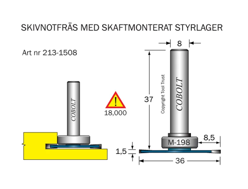 Cobolt Skivnotfräs L=1,5 / F=8,5 D=36 S=8