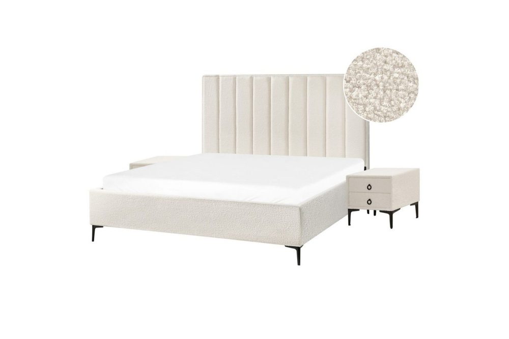 Sovrumsset Sezanne Vit/Svart, 180x200 cm, Bouclé