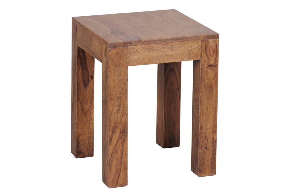 Sido bord Wohnling massivt trä 35x35cm med träben, lantlig stil Rosenträ