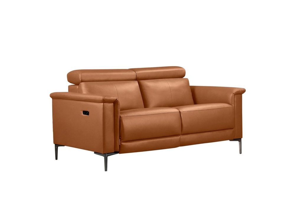 2-sitssoffa Lund Cognac, Läder/PU, Elektrisk vilstol