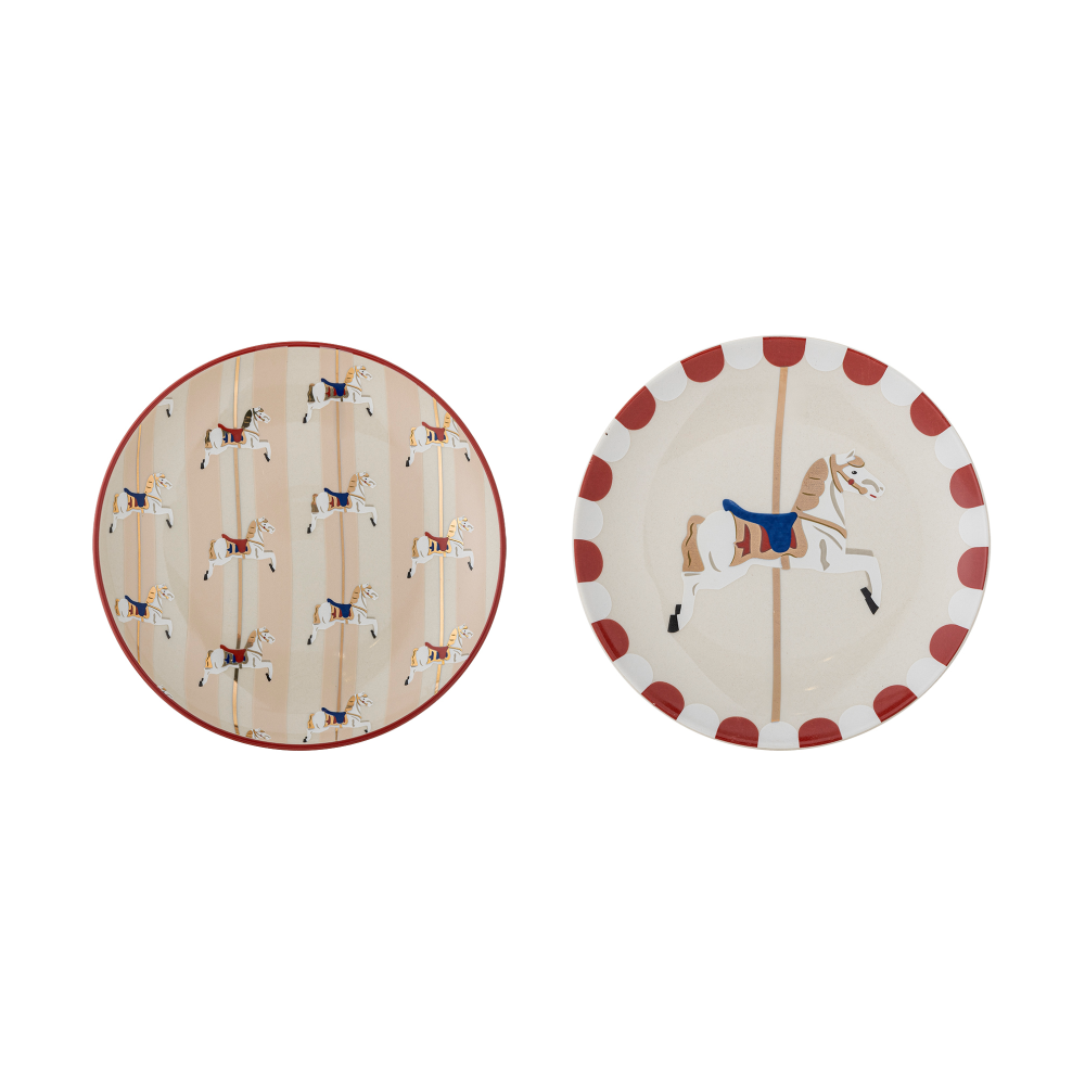 Merry-go-round tallrik Ø16 cm 2 delar, Beige-röd