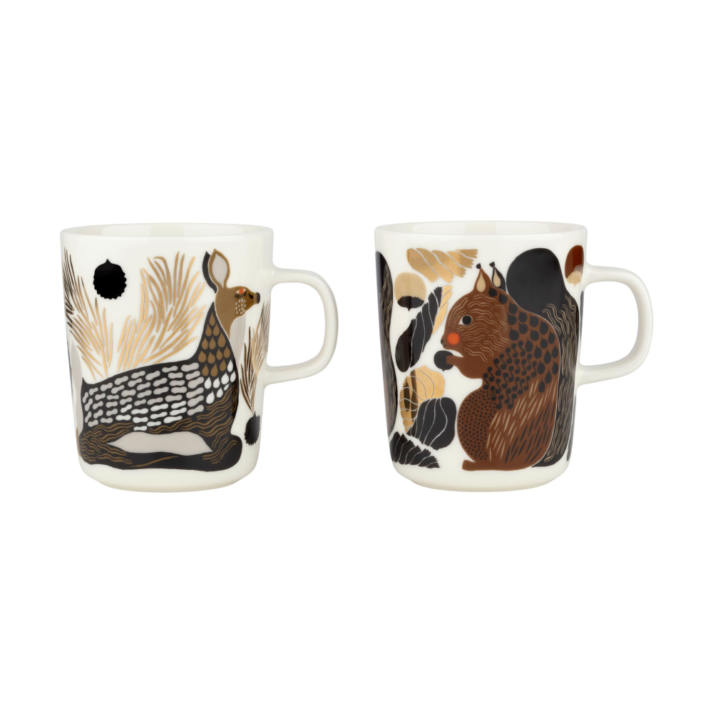 Kurre & Peura mugg 25 cl 2 delar, White-brown-green