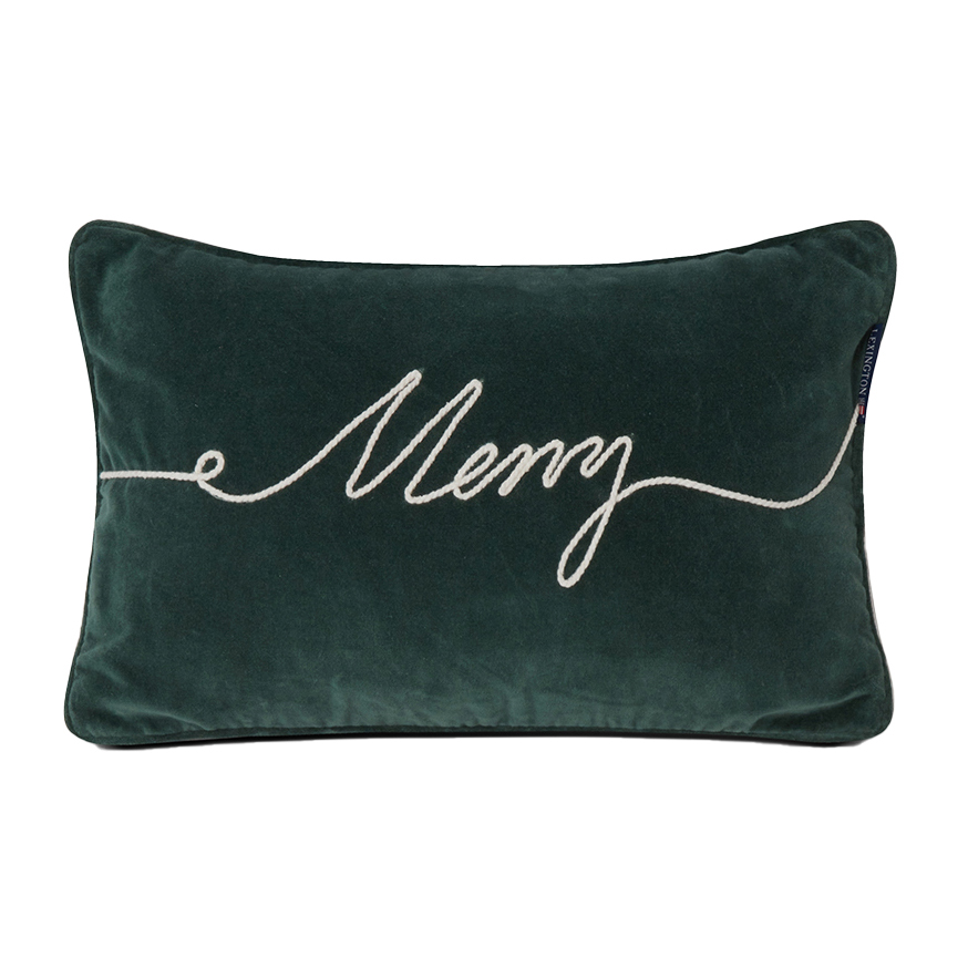Merry Cotton Velvet kudde 30x50 cm, Green