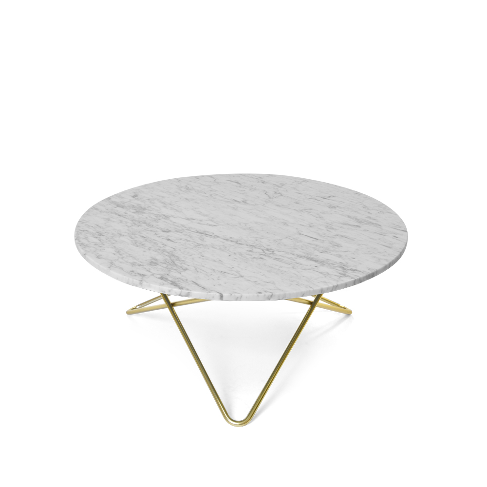 O Table soffbord, marmor vit, mässingsstativ
