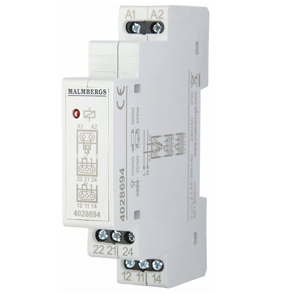 Arbetsströmrelä, 16A, 2sl/br, 230V, Malmbergs 4028694