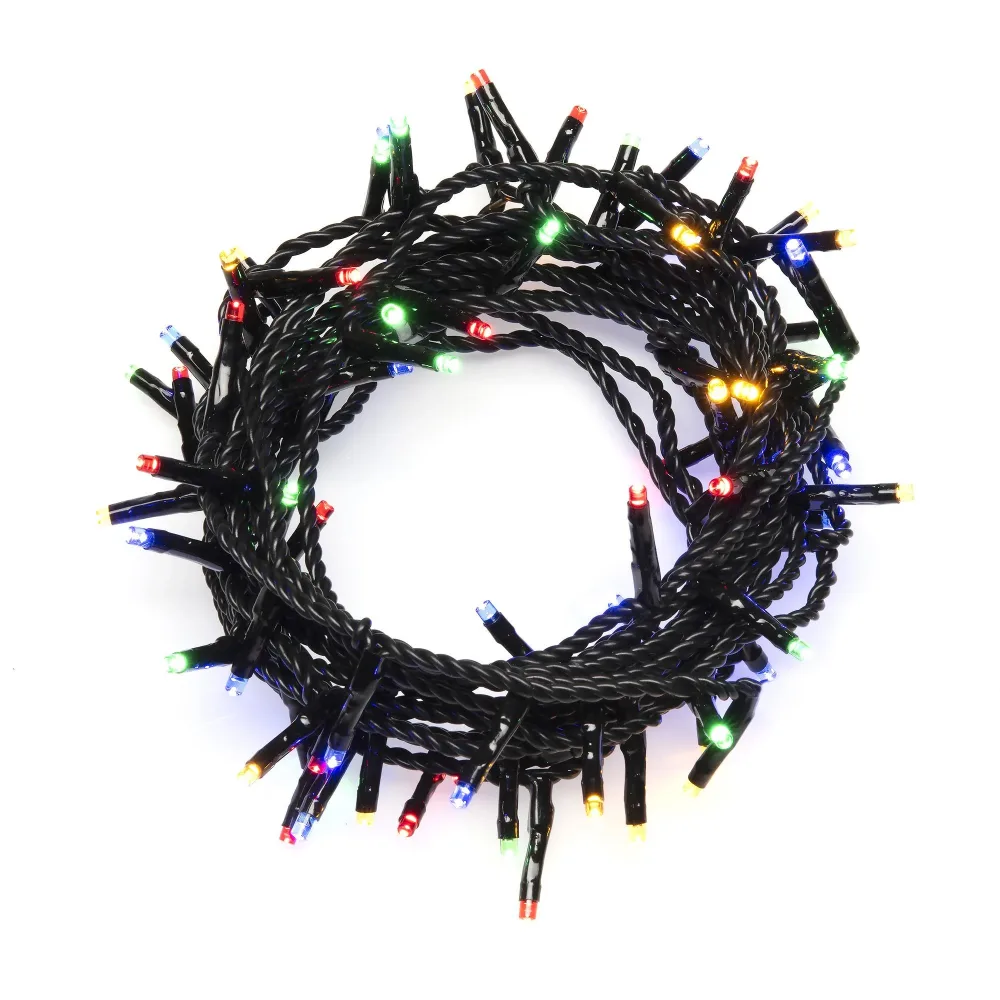 Konstsmide 3612-500 Ljusslinga svart kabel, färgade mikro LED 19.04 m