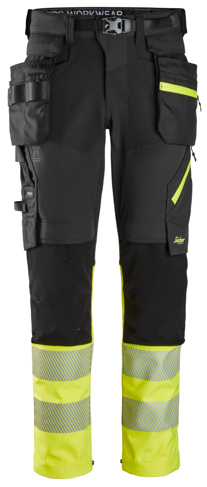 ARBETSBYXA SNICKERS WORKWEAR AVT HF KL1, SVART/GUL STL 44