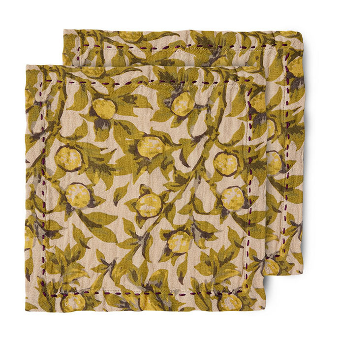 Mediterranean bomullsservett 30x30 cm 2-pack, Olive