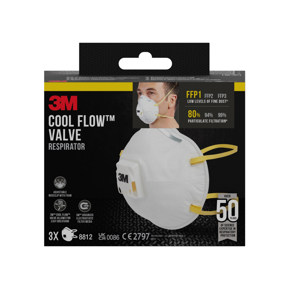 ANDNINGSSKYDD 3M 8812 FFP1 VENTIL, 3ST