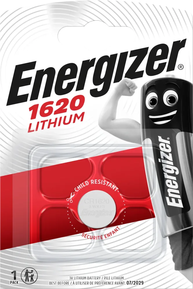Energizer Lithium Knappcellsbatteri CR1620 BP1, 3 V