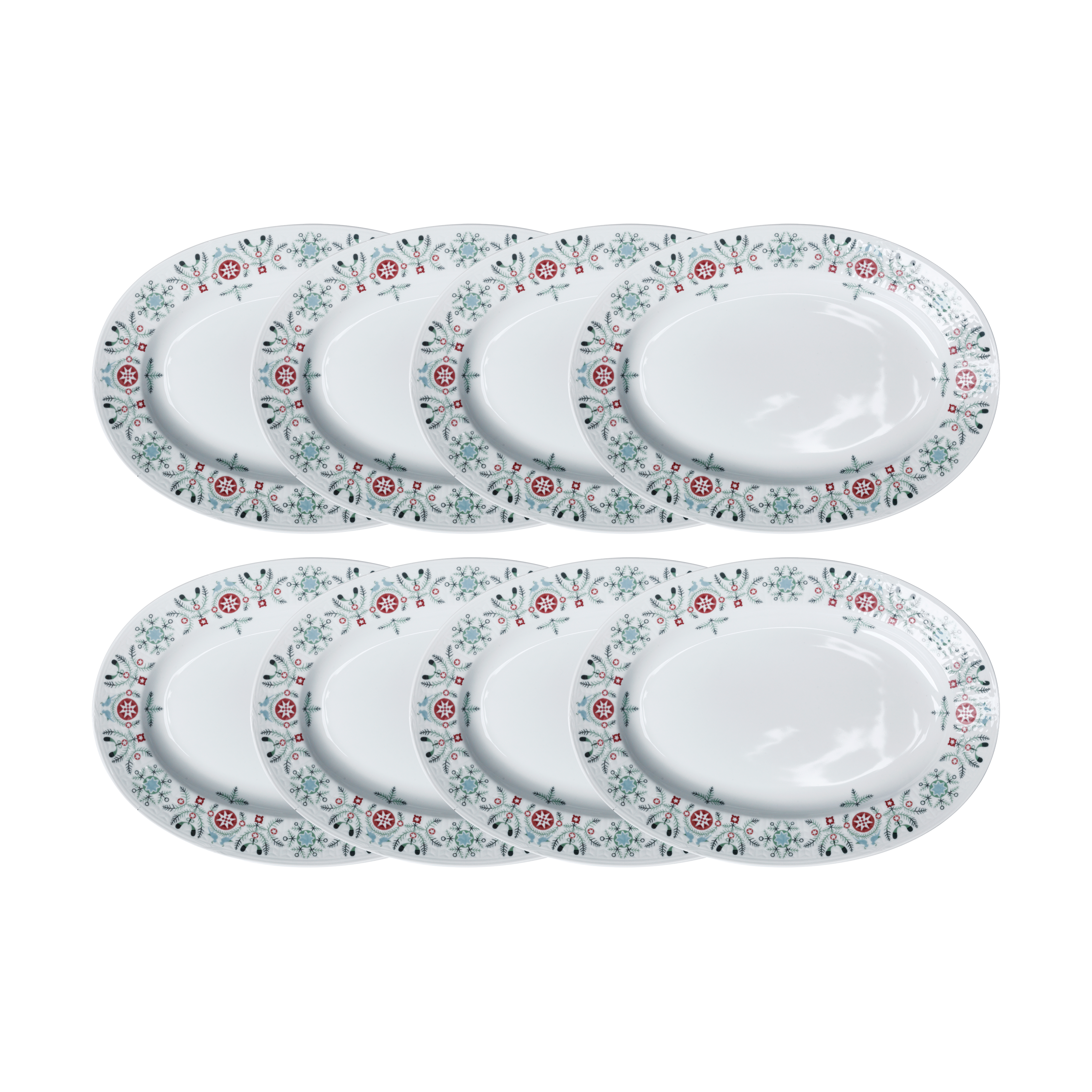 Swedish Grace Winter tallrik oval 8-pack - Vit