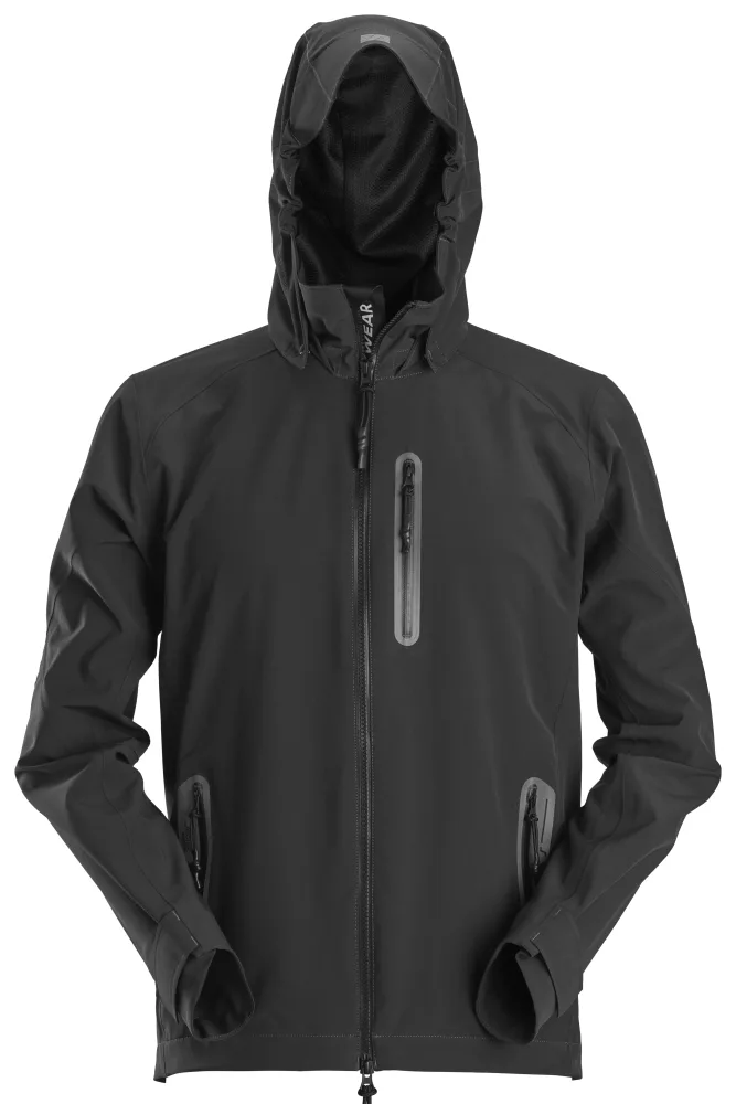 Snickers Workwear 1218 FlexiWork Softshelljacka svart, vattentät, avtagbar huva XL