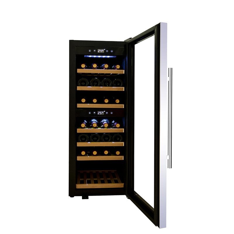 Vinkyl för 38 flaskor | 110 liter | Dual zone med glasdörr & touchkontroll