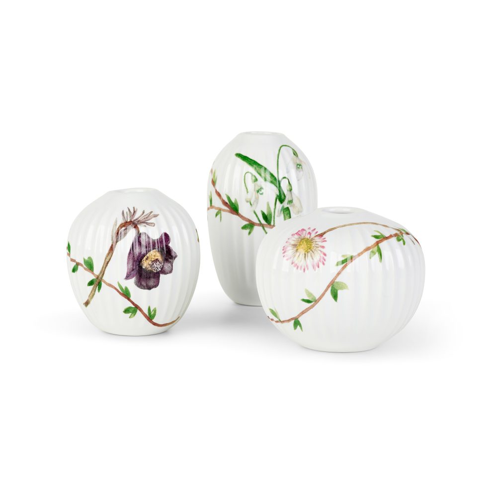 Hammershøi Spring vas miniatyr 3 delar, Vit-dekor