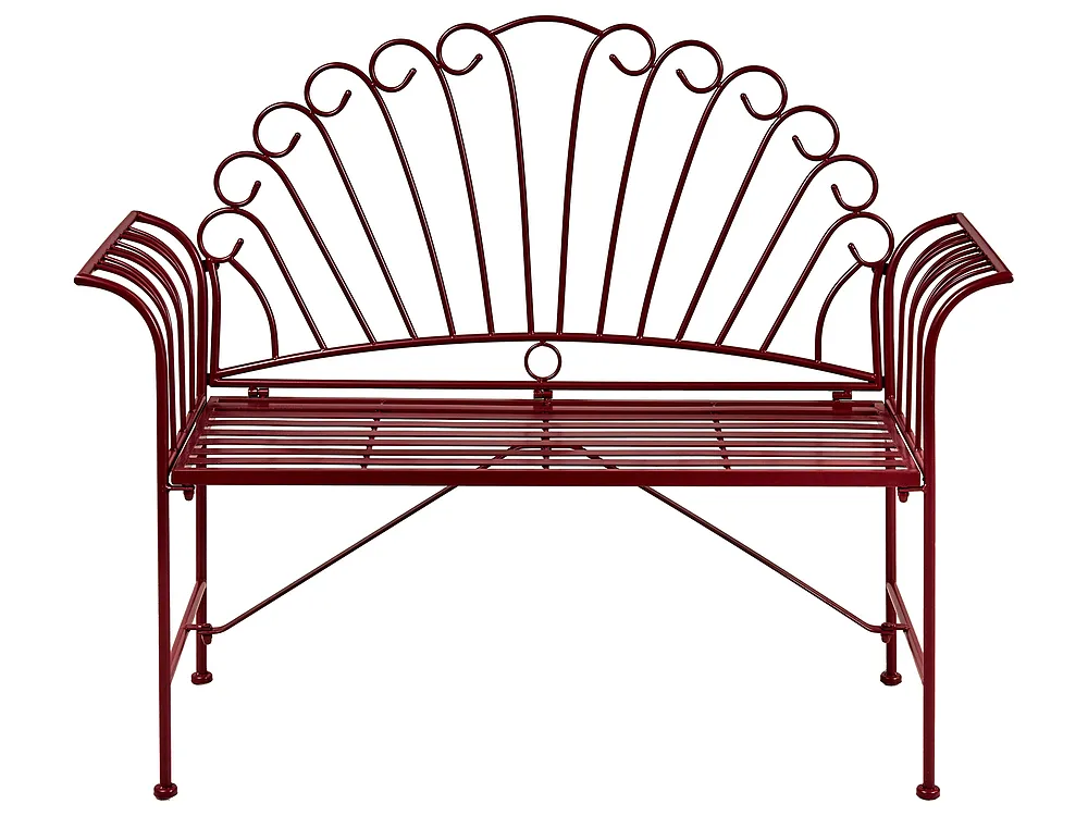 Trädgårdsbänk CAVINIA 125 cm Metall Vinröd
