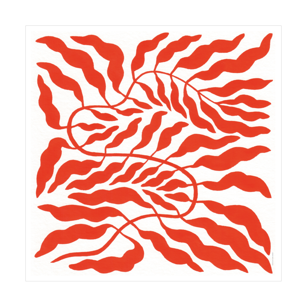 Orange red leaf, 50x50 cm