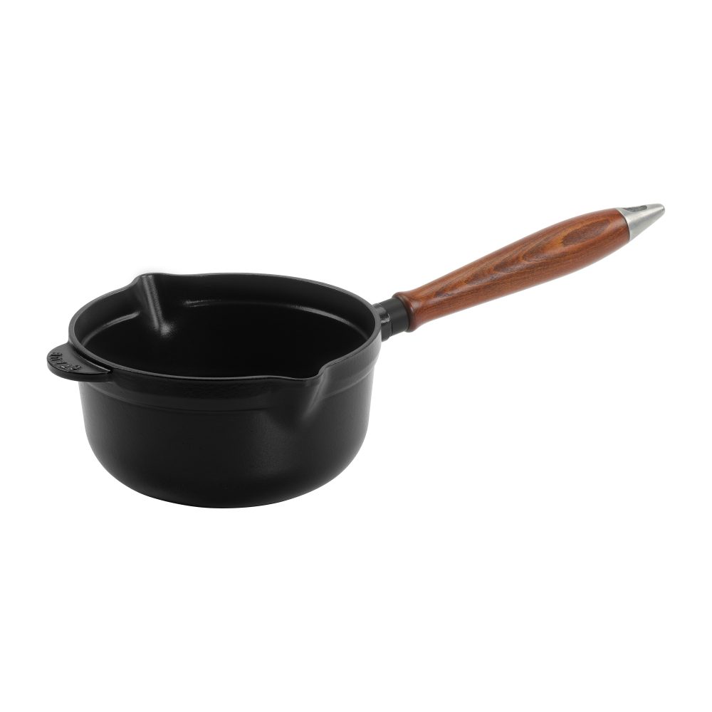 Vintage kastrull med trähandtag Ø18 cm, Svart