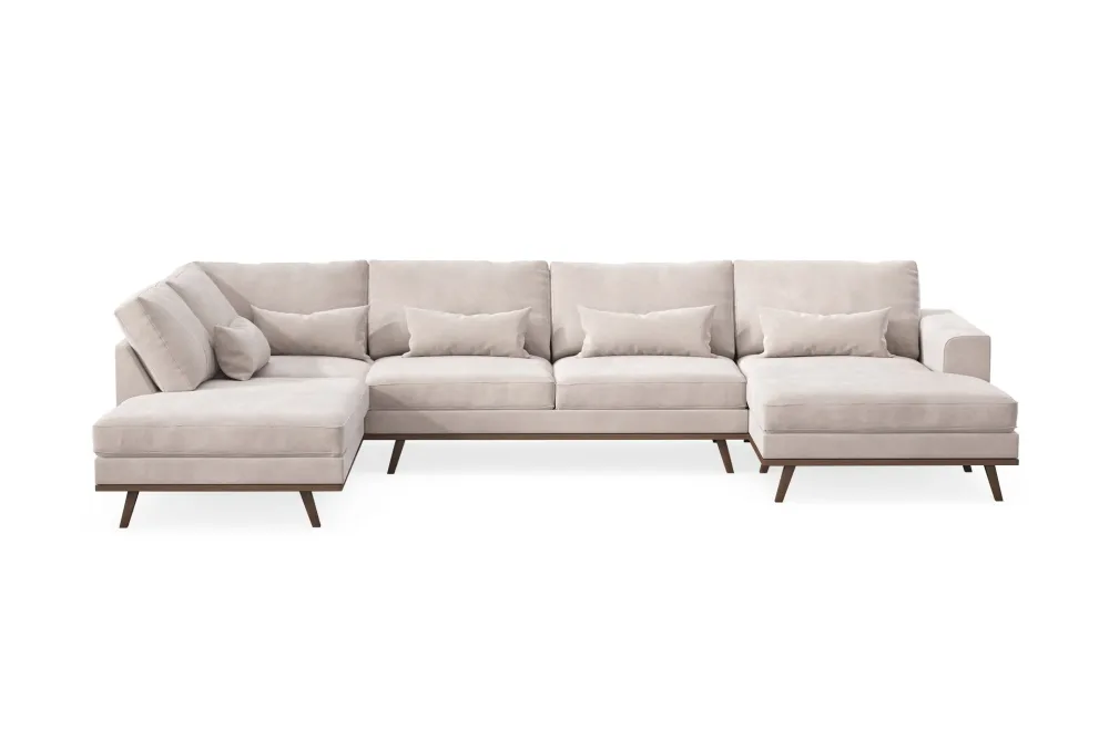 Copenhagen 5-sits Vänstervänd U-formad Large Soffa med Divan och Schäslong i Sammet