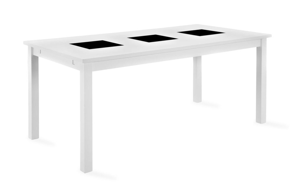Jasmin Förlängningsbart Matbord 180 cm + 6 st Nibe stol beige med svarta ben