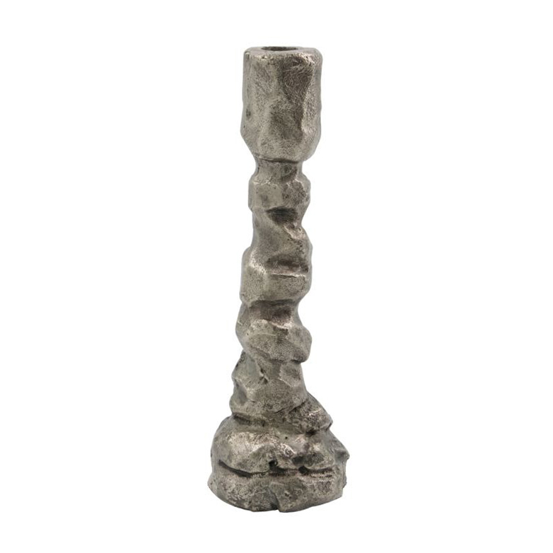 Raku ljusstake antiksilver, 25 cm