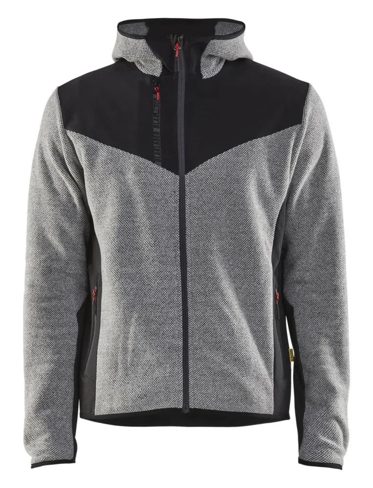 Blåkläder 594025369099XXL Jacka stickad, med softshell, gråmelerad/svart Gråmelerad/Svart