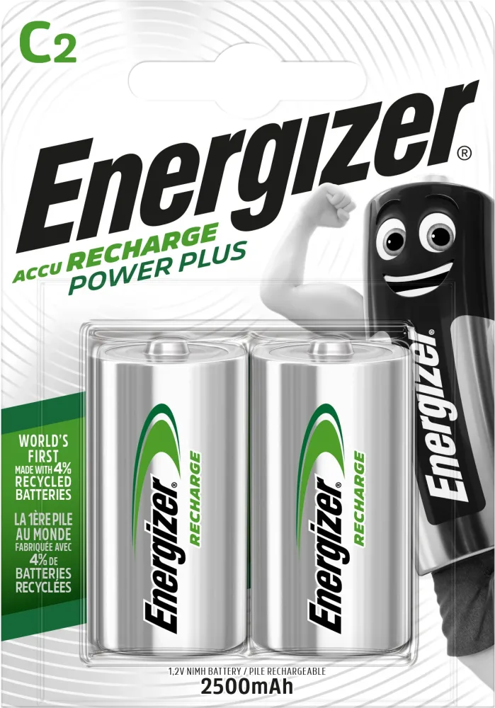 Energizer Recharge Power Plus Batteri laddningsbart, C, 1,2 V, 2-pack C