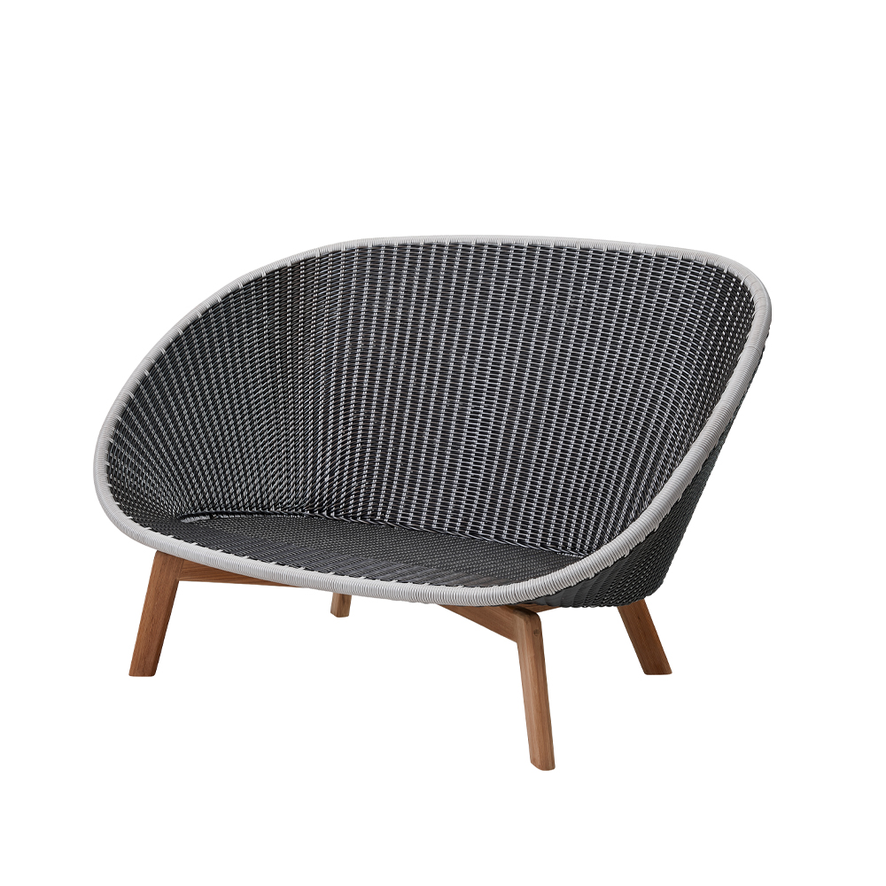 Peacock Weave soffa, 2-sits grey/light grey, teakben