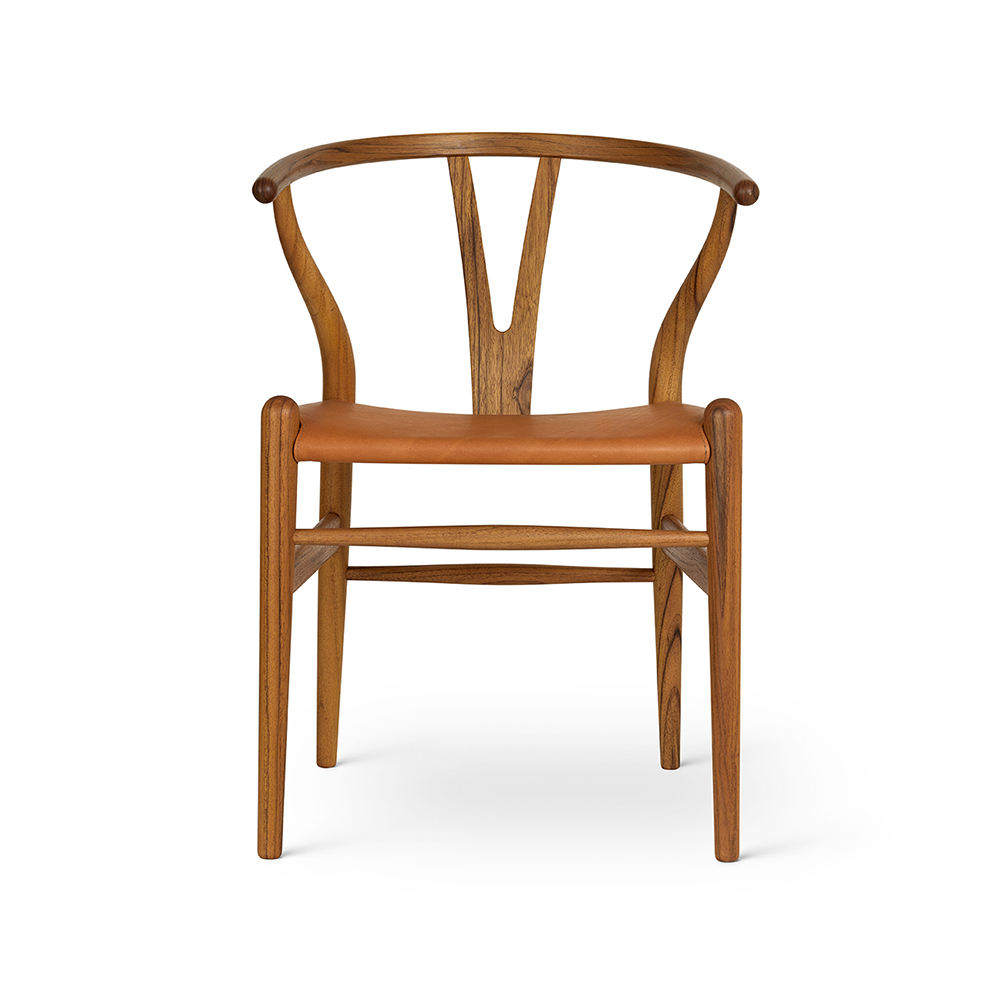 CH24 Y-stol Birthday Edition, Teak, sits i anilinläder