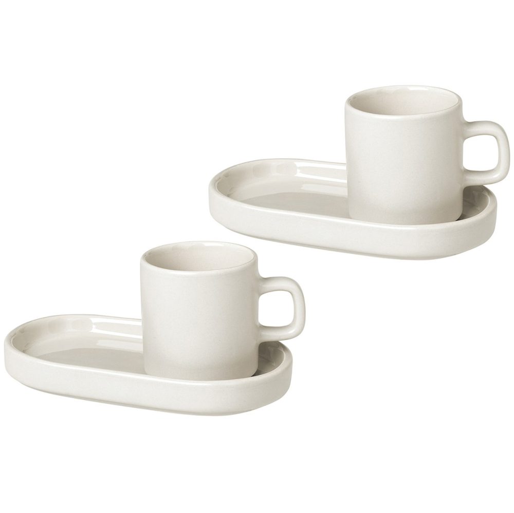 Pilar espressokopp med fat 2-pack, Moonbeam
