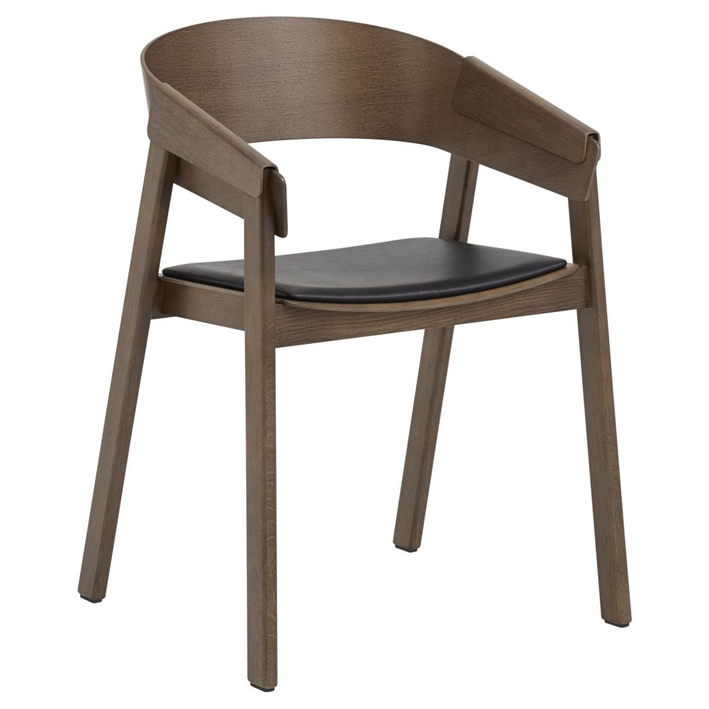 Cover Armchair karmstol med lädersits, Refine leather black-brown