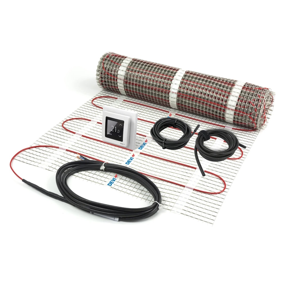 Värmekabelmatta 10m 500W Termostaten 230V Devi