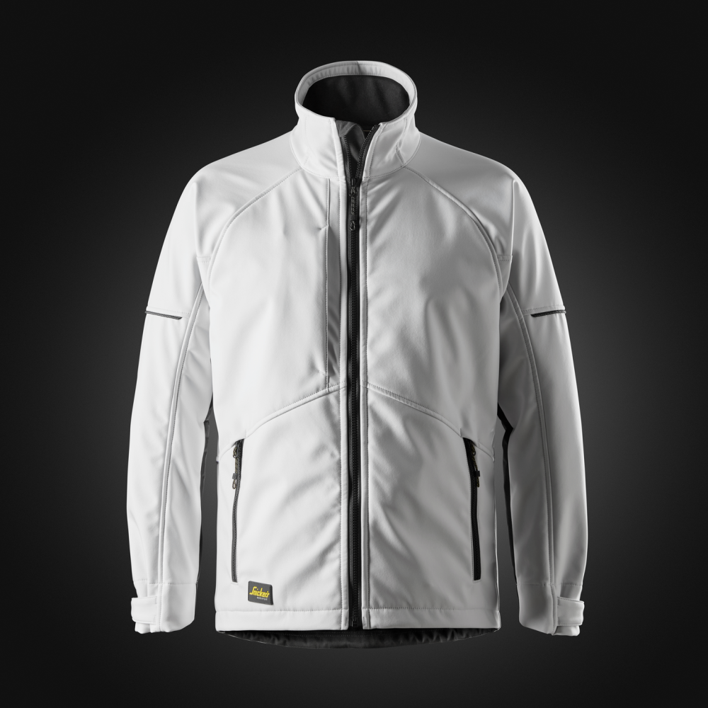 JACKA SOFTSHELL VINDTÄT VIT/SVART STL L