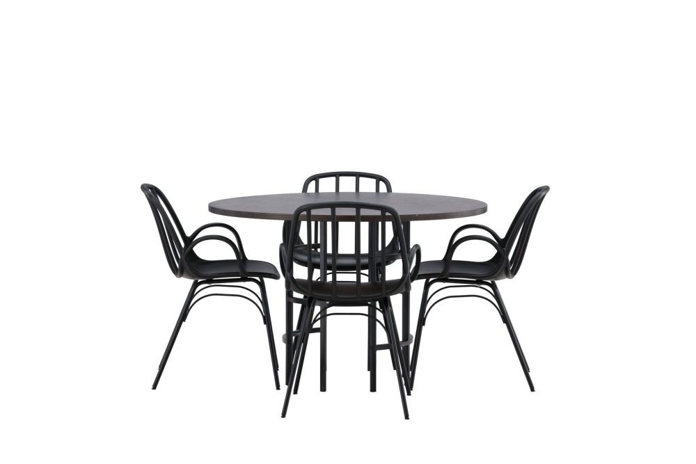Copenhagen Matgrupp 115 cm Rund med 4 Dyrön stolar