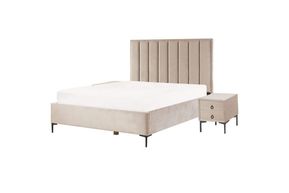 Sovrumsset Sezanne Beige/grå/svart, 160x200 cm, Sammet