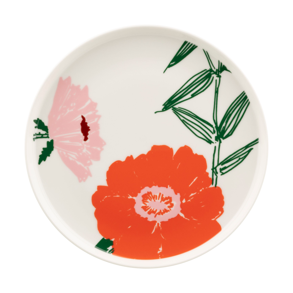 Puutarhakutsut tallrik Ø20 cm, White-green-orange