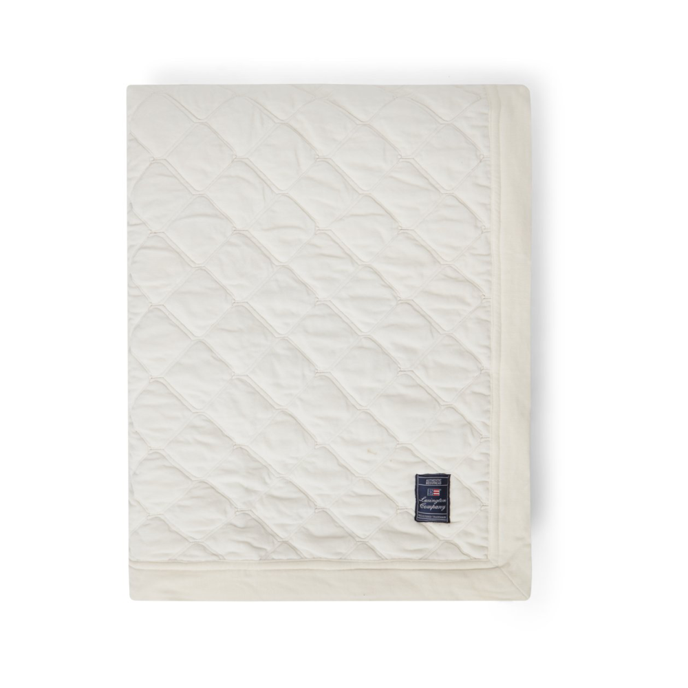 Quilted Organic Cotton Velvet överkast 160x240 cm, Snow white