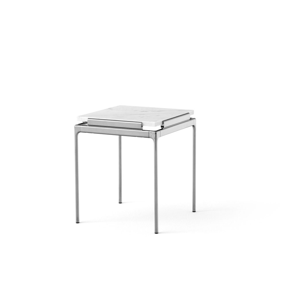Sett LN11 sidobord, Bianco carrara-dark chrome