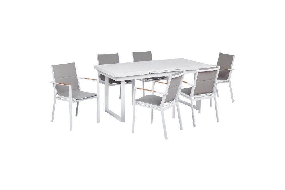 Matsalsset Valcanetto/Busseto Vitt/grått/ljust trä, 6-Sits