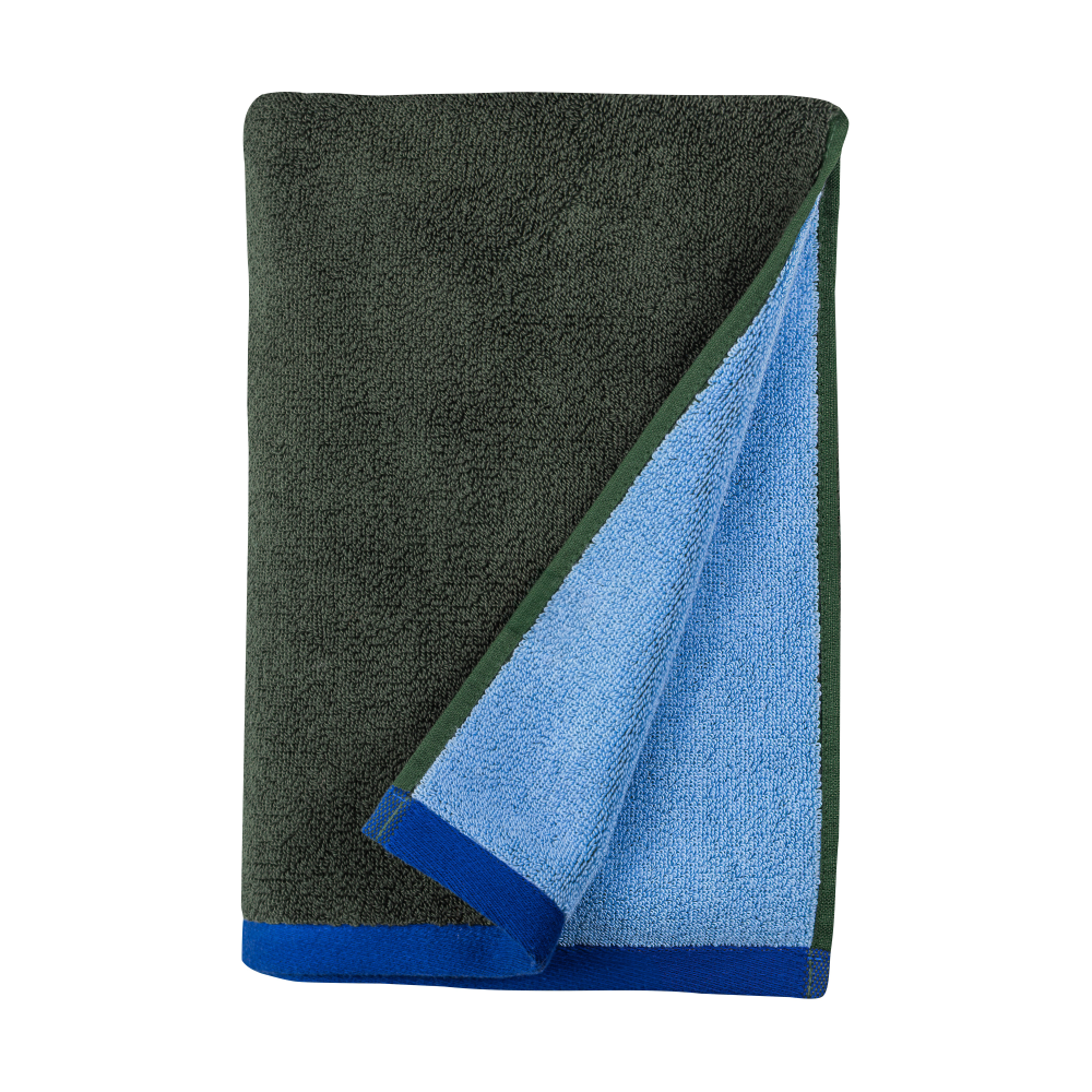 Soft handduk 50x90 cm, Dark olive-light blue