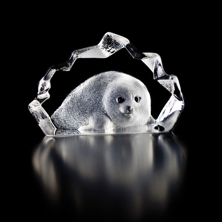 Wildlife Säl skulptur, glas